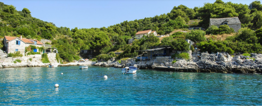 Aereal view of the coastline of Šolta Island, one of the best lesser-known islands in Croatia
