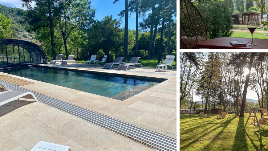 Domaine Le Vaxergues : un refuge éco-chic au cœur de l’Aveyron. Piscine et espaces verts
