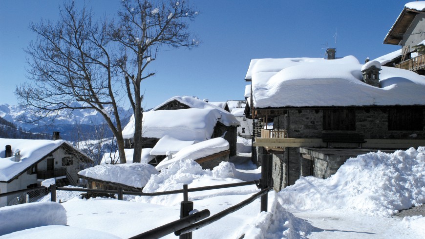 Chamois, la località più alta della Val d'Aosta, in cui le auto non arrivano.