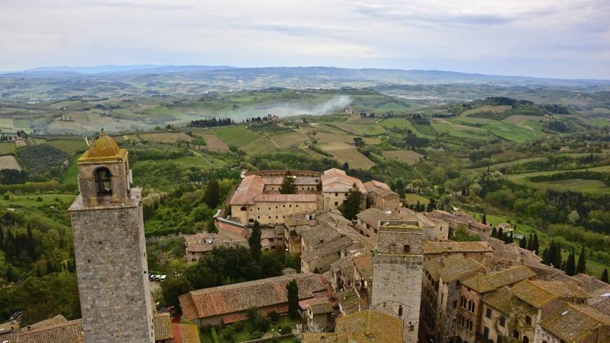 Vista aerea di San Gimignano, Siena, Toscana