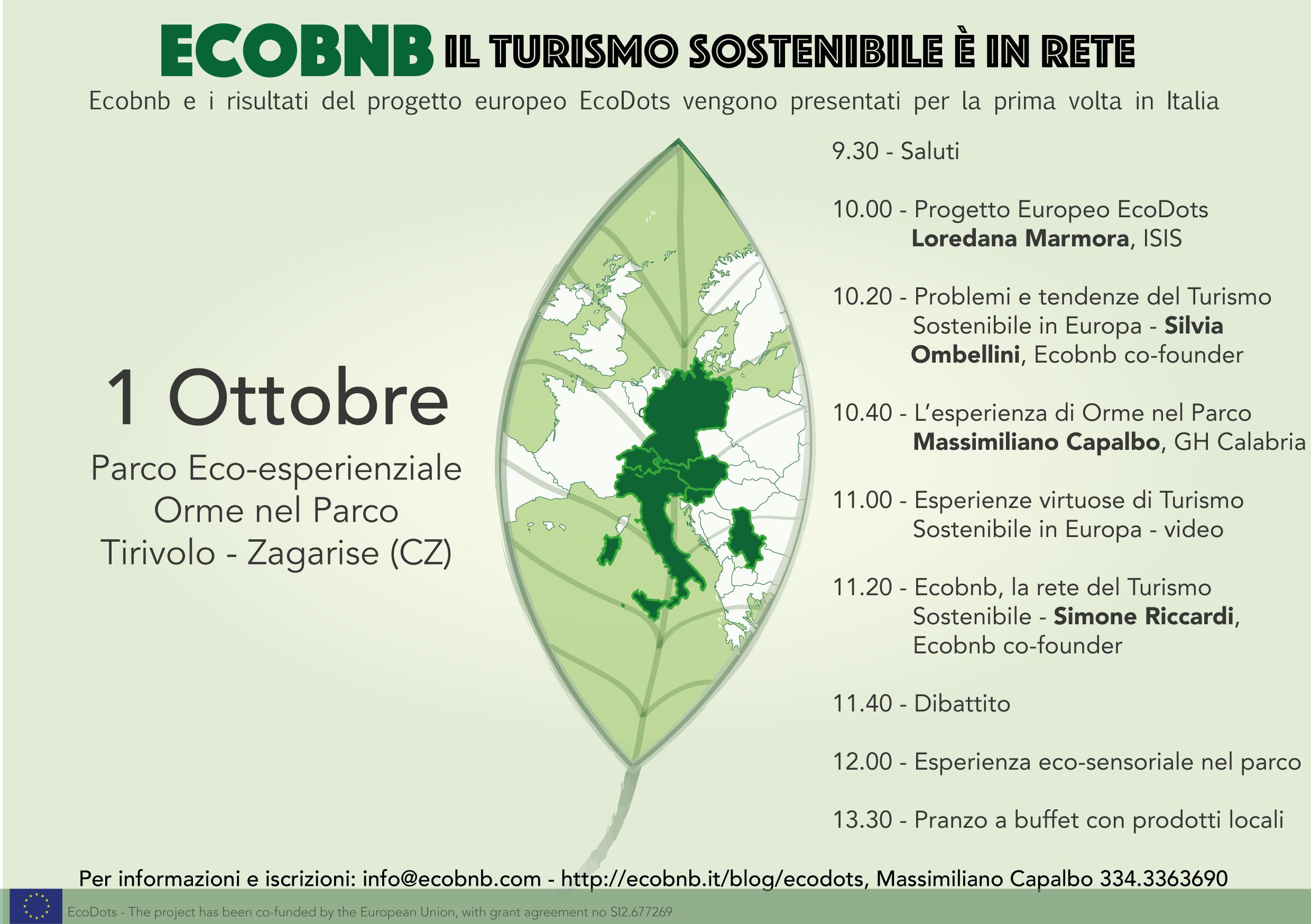 Programma della presentazione finale di EcoDots, Ecobnb il turismo sostenibile è in rete