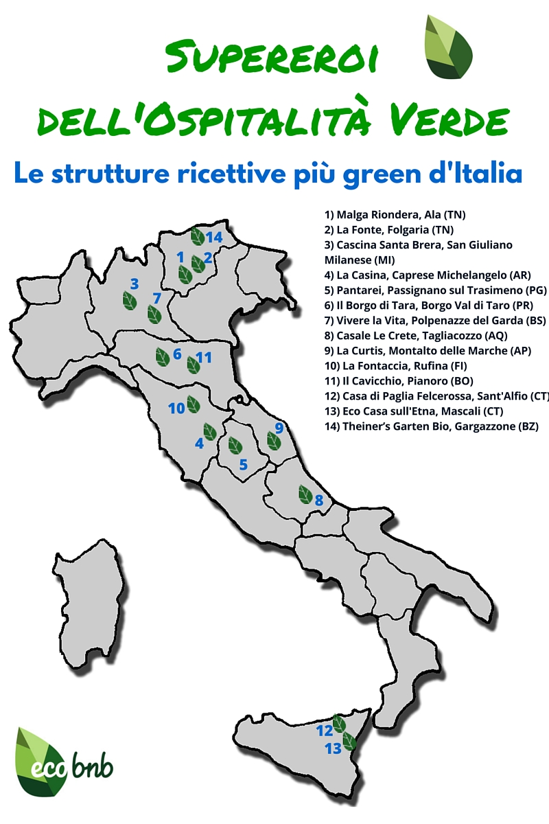 la mappa delle strutture ricettive più sostenibili d'italia