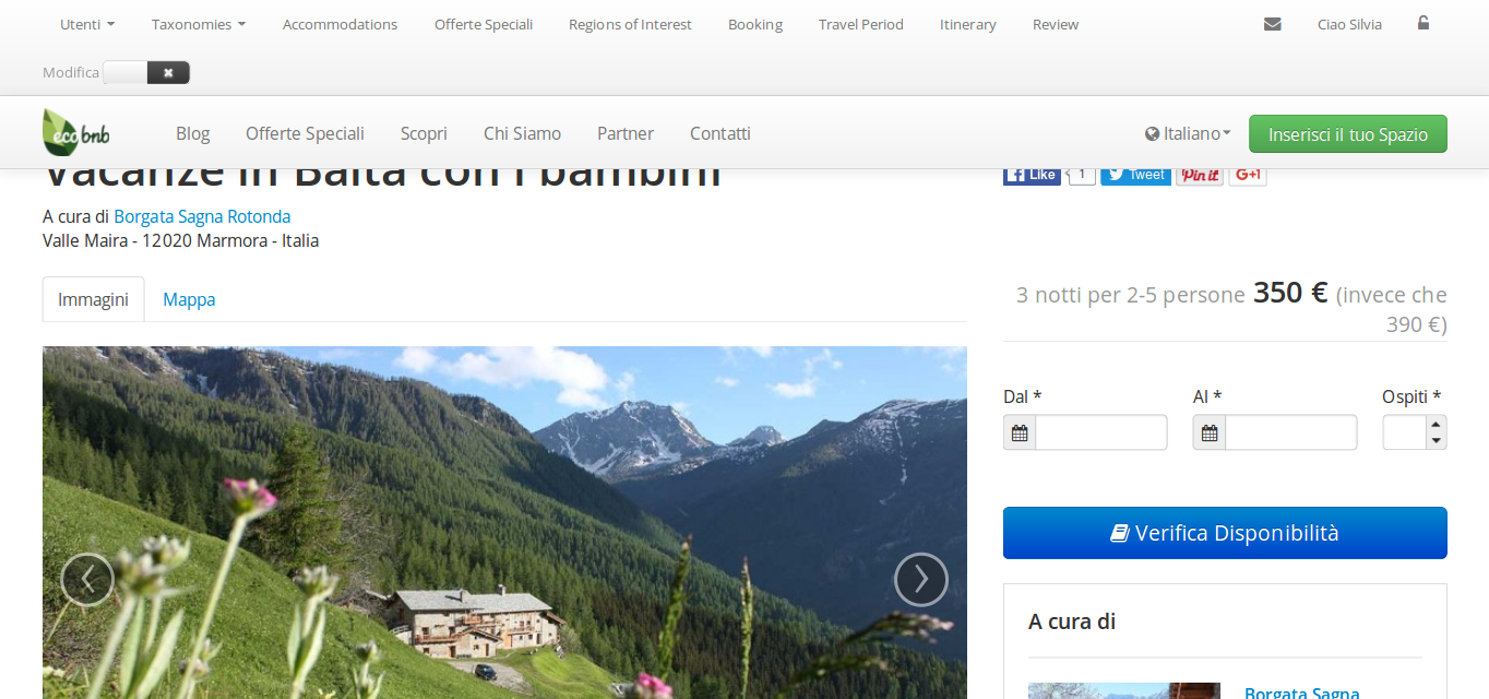 Pagina offerte, in alto a sinistra il pulsante modifica è in grigio, da attivare.