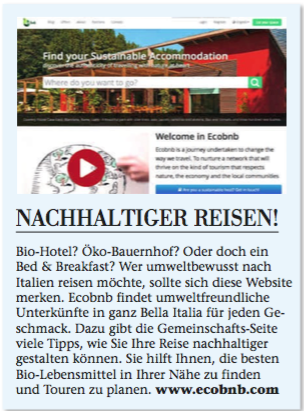 Articolo su Ecobnb nella rivista tedesca Holiday and Lifestyle