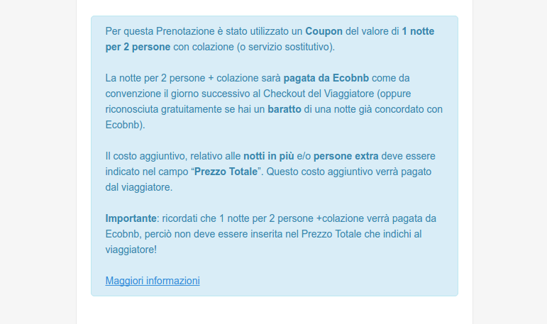 Esempio di richiesta con coupon