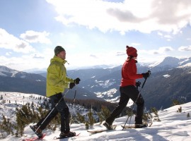 A piedi con le racchette da neve tra le Alpi