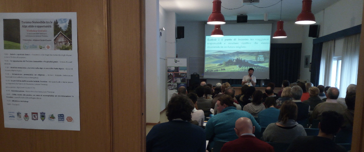 intervento di Simone Riccardi durante il workshop sul Turismo Sostenibile a Lavarone