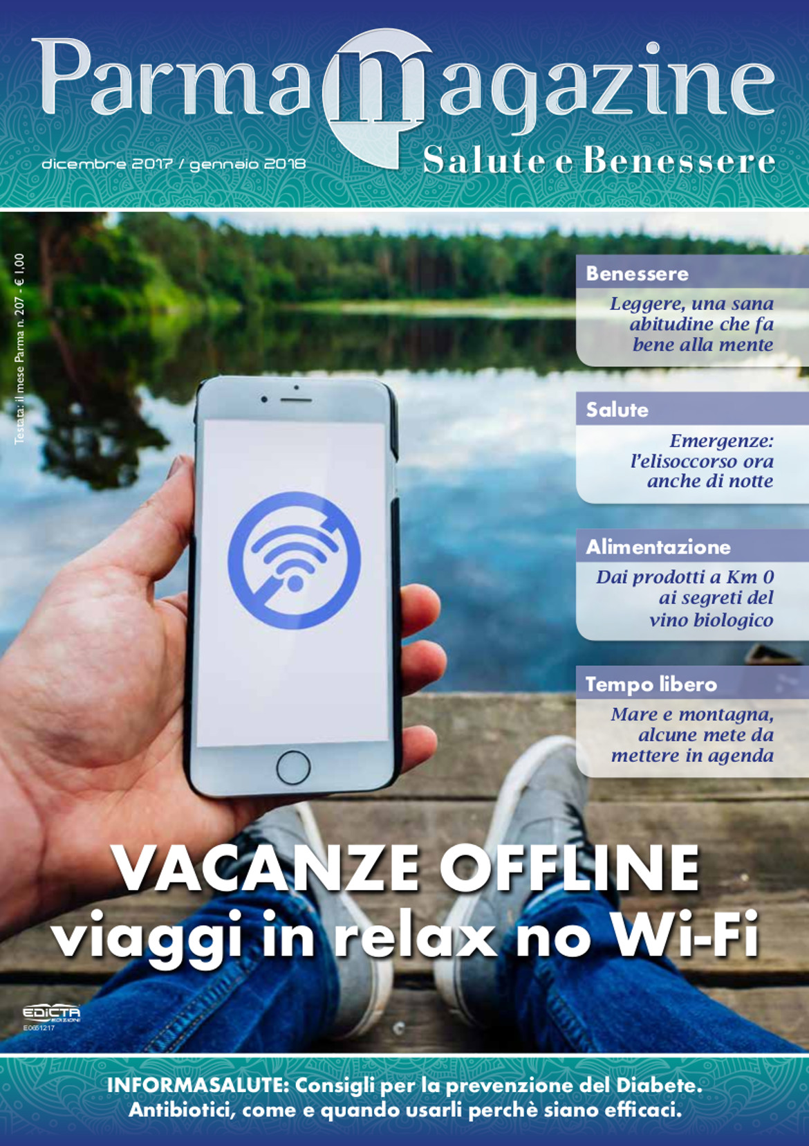 Copertina di Parma Magazine dedicato alle Vacanze offline e al Digital Detox