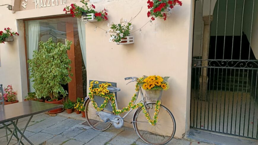 Bordighera, bici con fiori