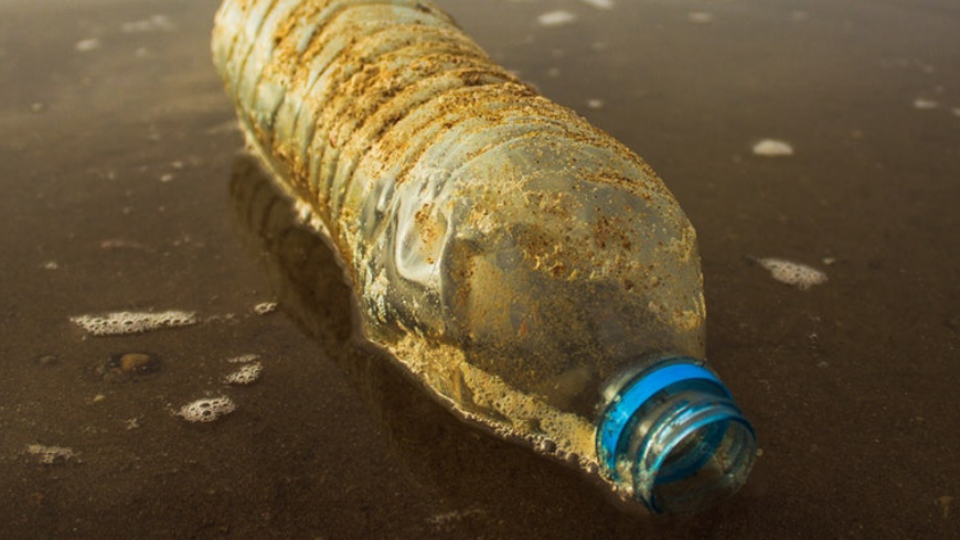 Bottiglia di Plastica sulla spiaggia