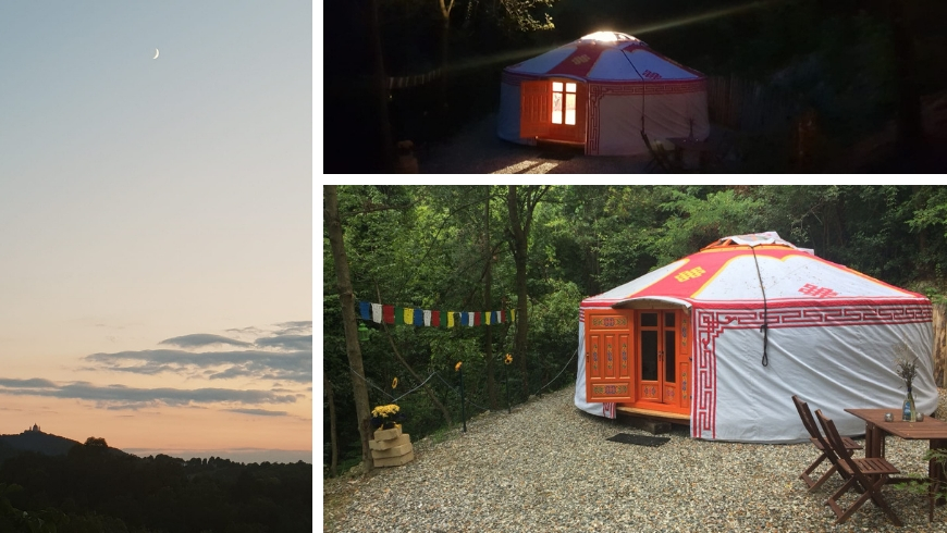 vista su Torino dalla Yurta di Ecobnb e yurta di notte