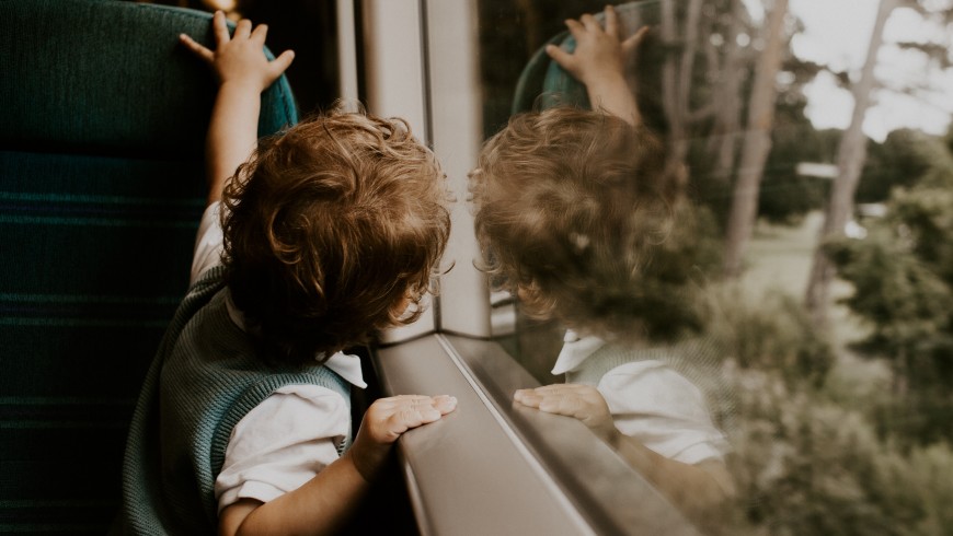 children in the touristic Renon train 