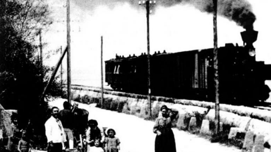 ancienne photo de la voie ferrée de la Parenzana