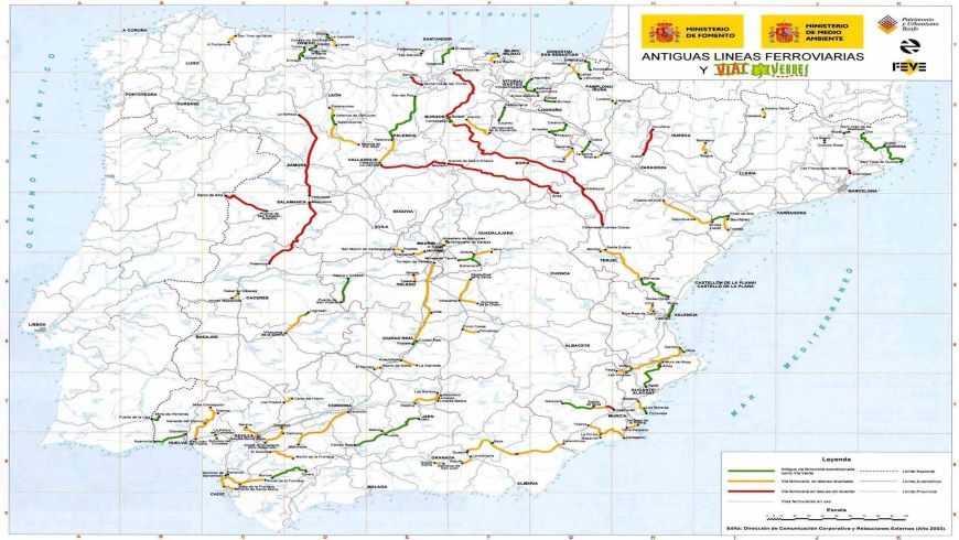 Mappa delle vie verdi in Spagna
