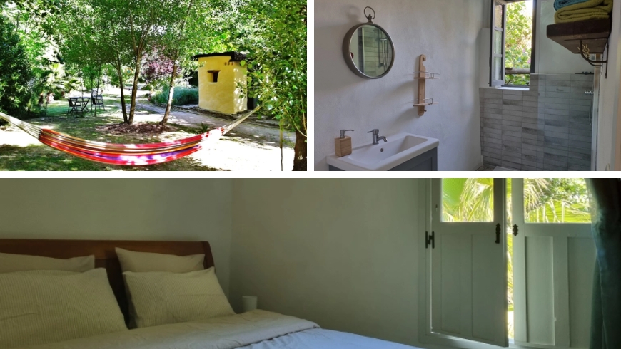Some services that the structure offers, including the bedroom, the bathroom and the external part with a hammock