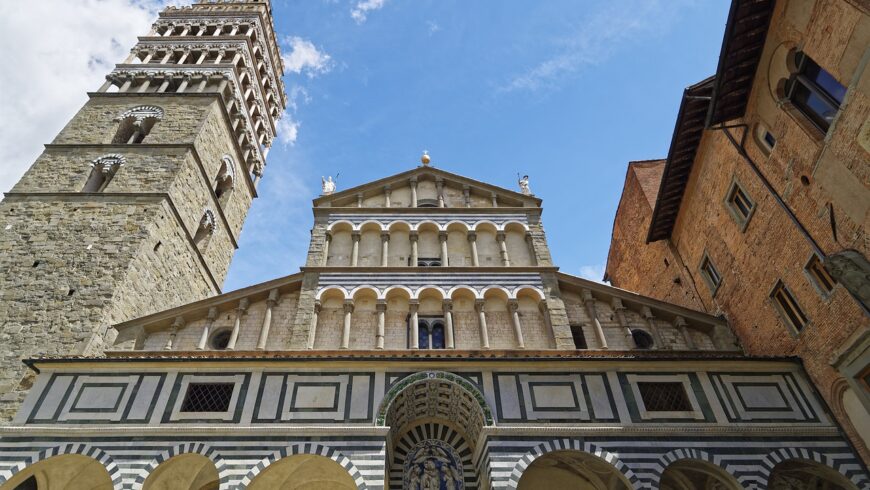 The cathedral and the tower bell of Pistoia