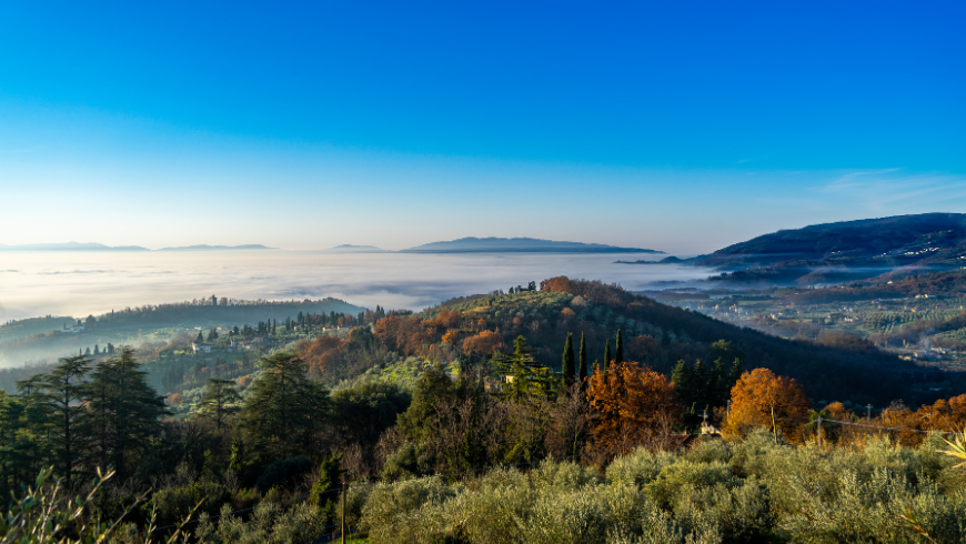 Panoramic view of the Pistoia plain from the Apennines