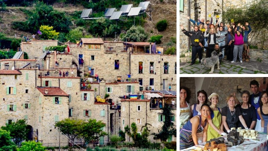 Rapporto con la comunità locale all'eco-villaggio Torri Superiori, struttura eco-friendly in Liguria, Italia