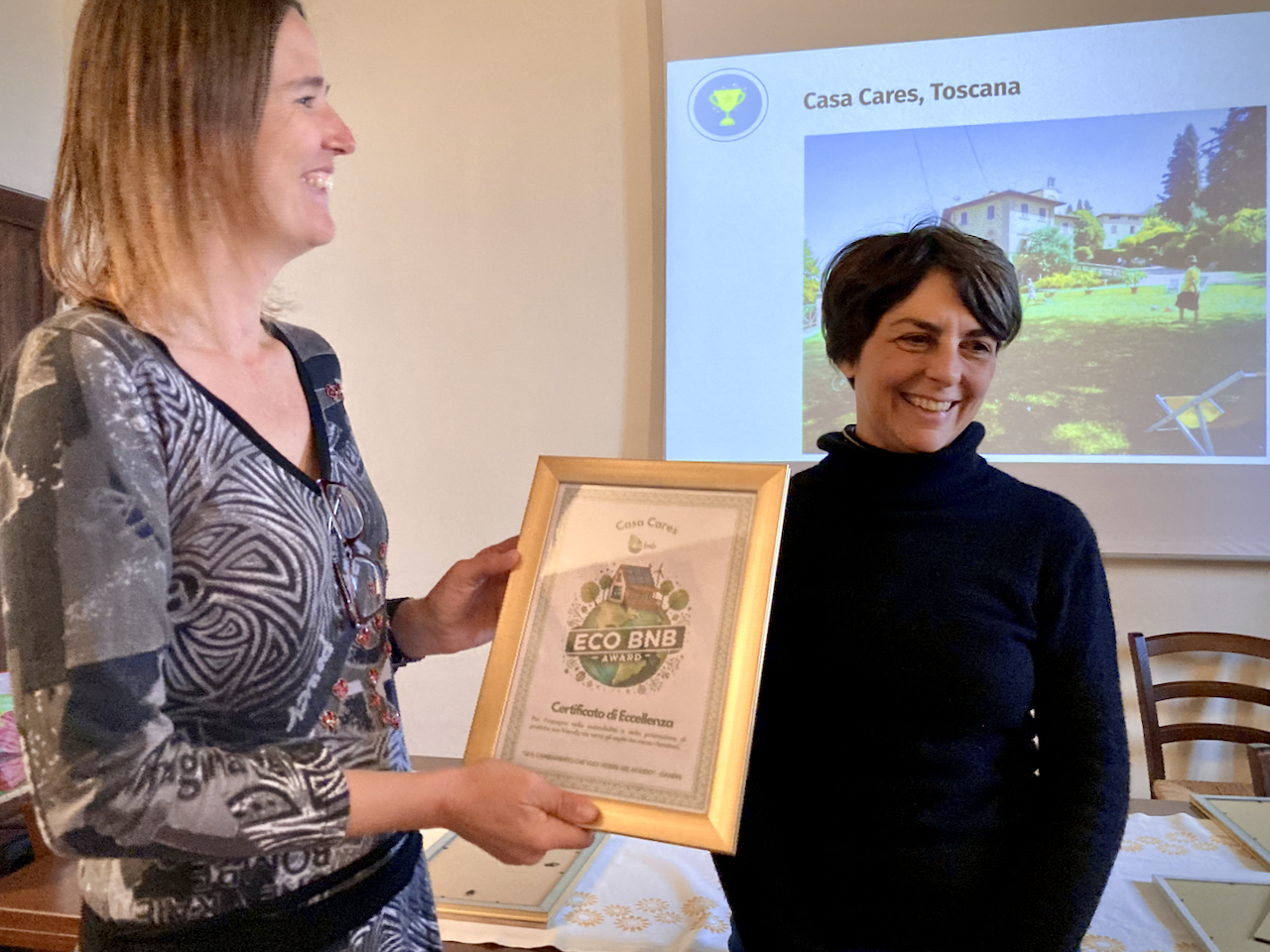 Barbara Imbergamo,  responsabile di Casa Cares, premiata agli Ecobnb Awards