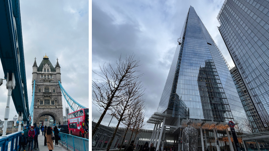 Tower Bridge e edifici moderni 