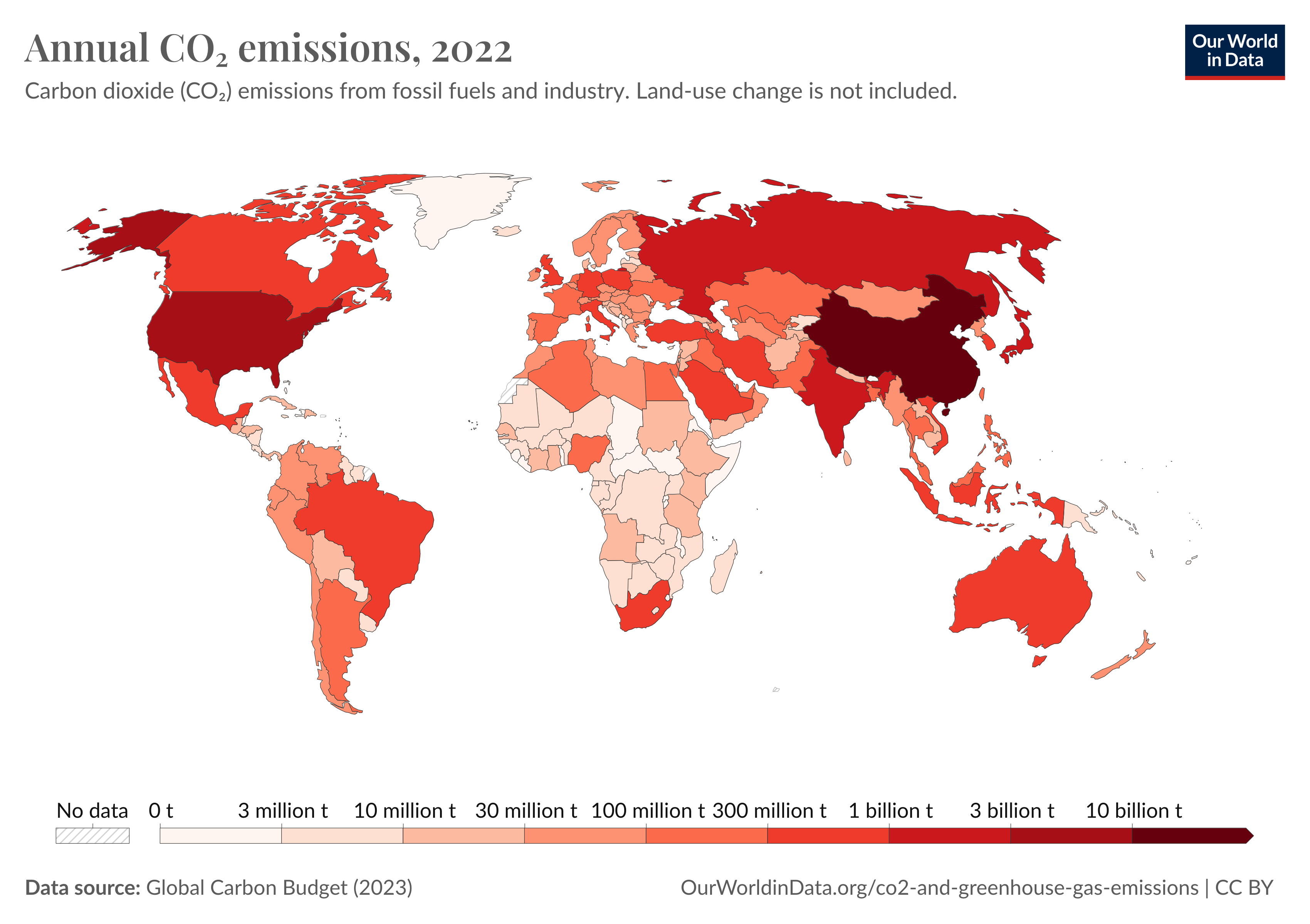 Emissioni di Co2 per paese, 2022