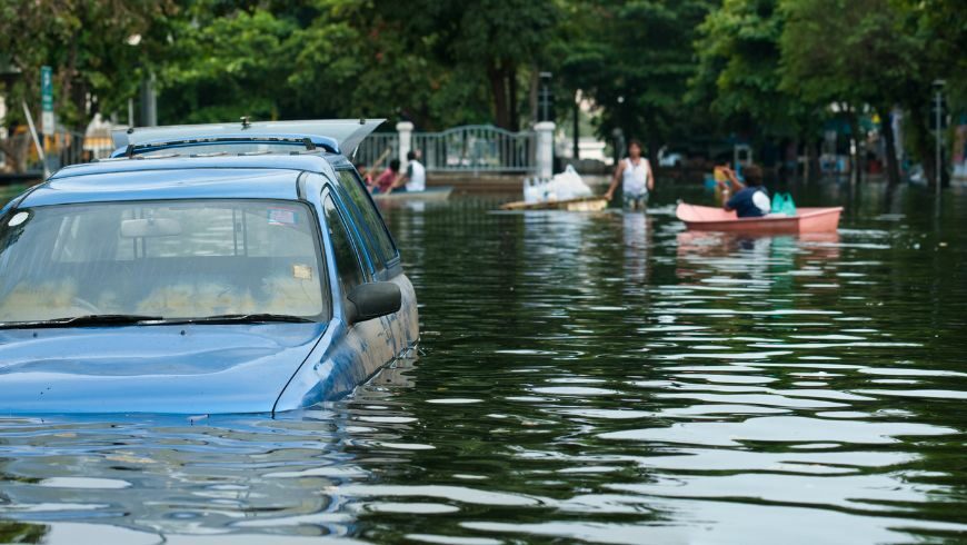 città colpita da eventi climatici estremi