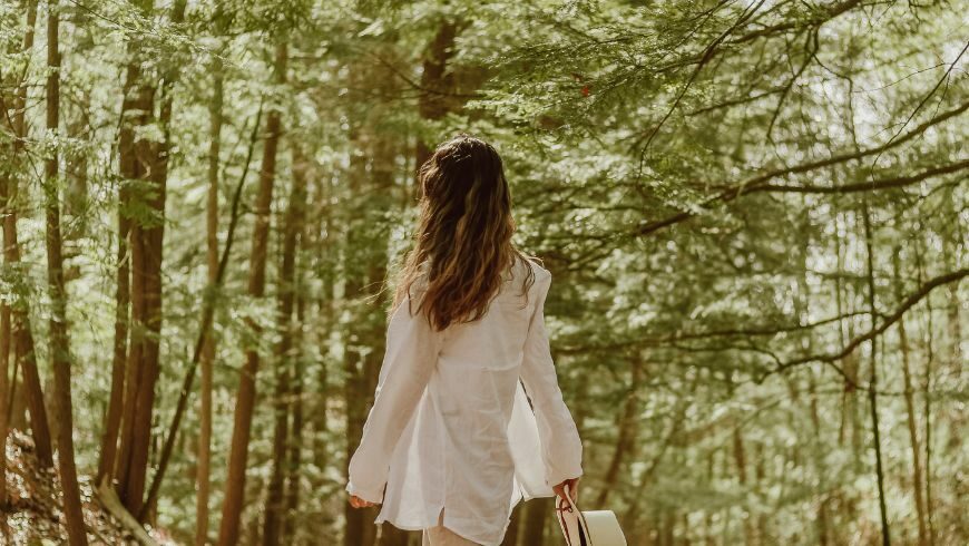 camminare nei boschi a primavera