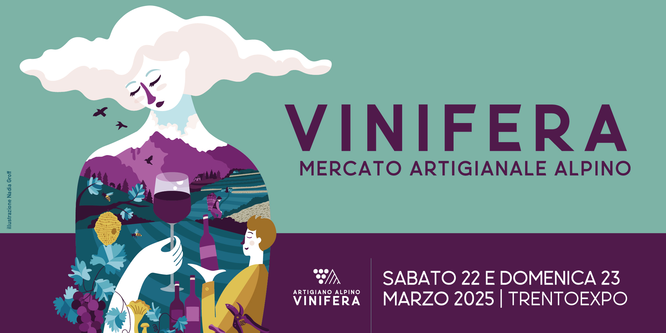 Vinifera 2025, la locandina dell'evento che si svolge a Trento sabato 22 e domenica 23 marzo 2025