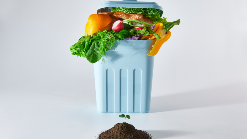 raccolta differenziata dei rifiuti organici, con avanzi di cibo e bucce di frutta