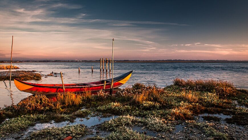 Imbarcazione di legno sul Ria de Aveiro