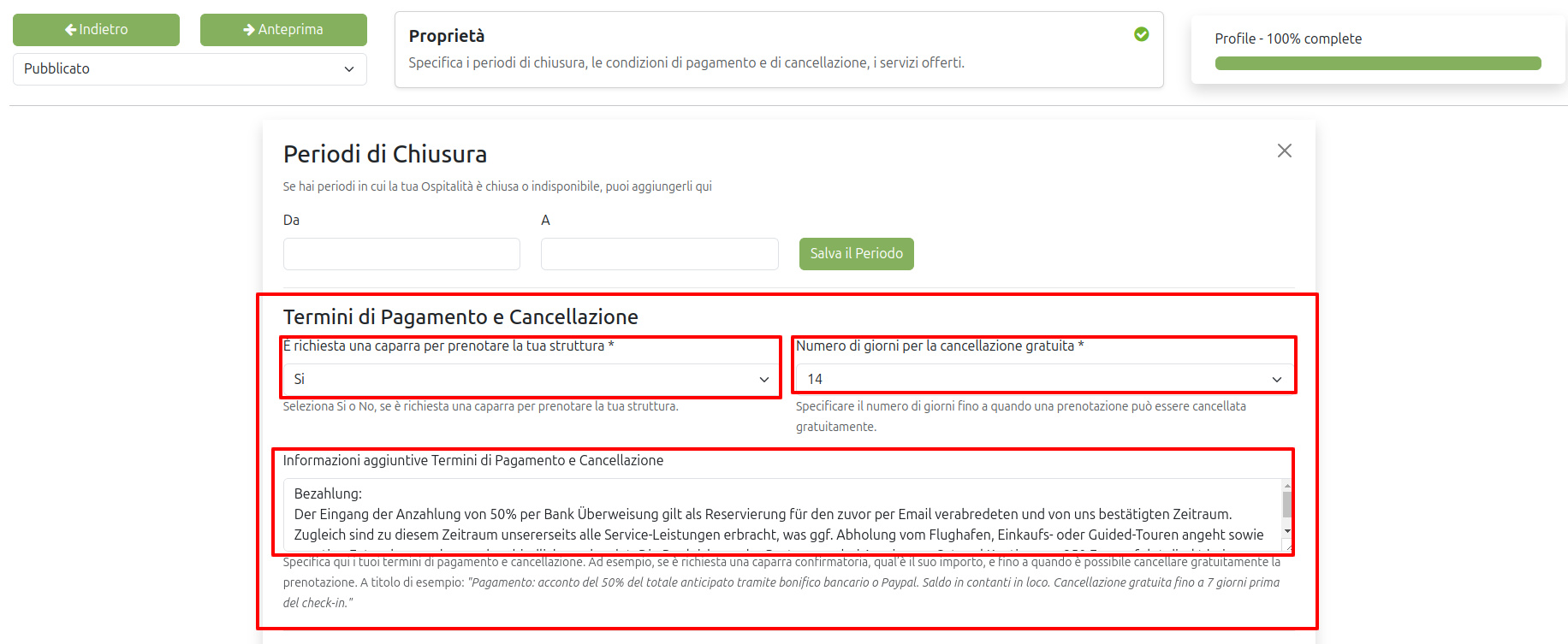 termini pagamento e cancellazione su Ecobnb