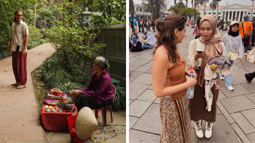 Incontro spontaneo tra viaggiatori e persone del posto per connettersi con la comunita' locale.