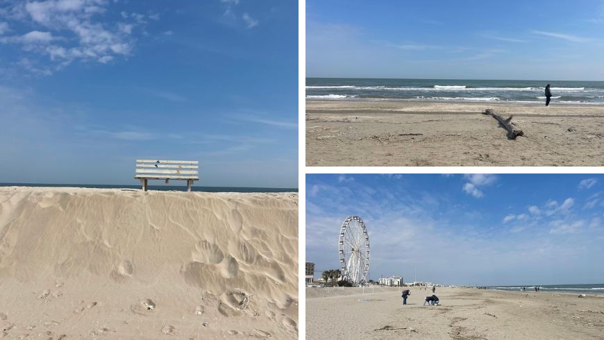 Camminare sulla spiaggia fuori stagione