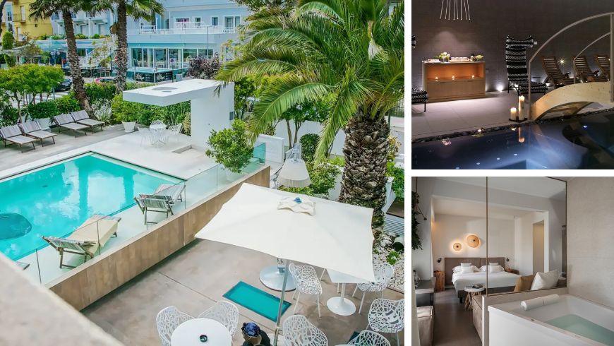 hotel eco-sostenibile a Riccione, spa, piscina di acqua salata e camera