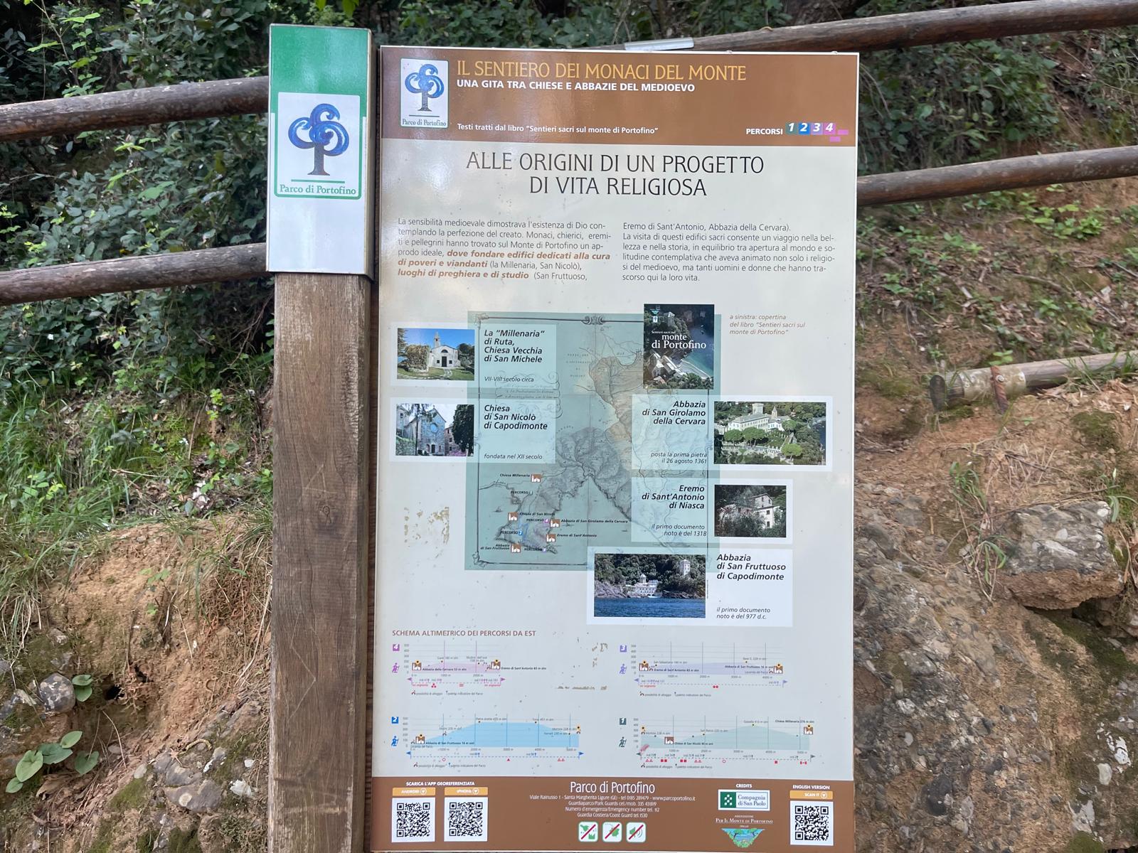 Il sentiero dei monaci del monte, cartello esplicativo "Alle origini di un progetto di vita religioso"