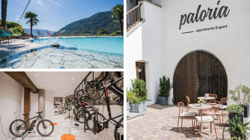 Paloria apartments & sport: esterno, piscina e garage per bici 