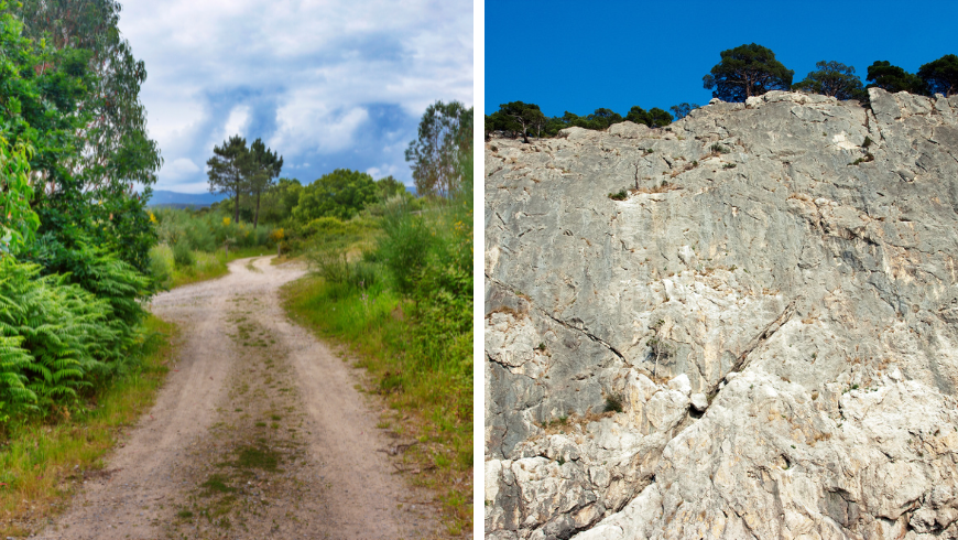 Sentieri tra le montagne e le rocce calcaree