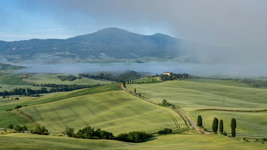 Vista del paesaggio a San Quirico d'Orcia