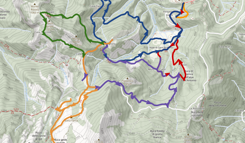 Mappa degli itinerari sulle tracce di Maraini