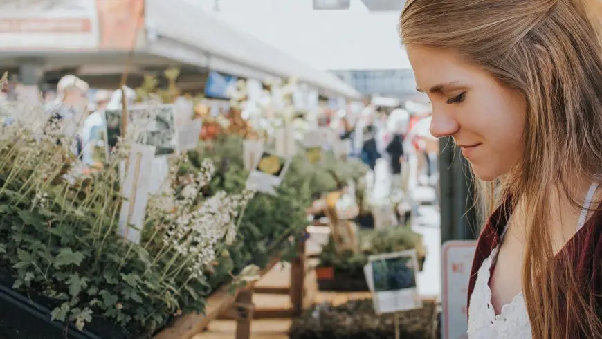 Viaggiatore che acquista prodotti freschi in un mercato contadino locale, sostenendo i produttori del territorio e un'alimentazione più sostenibile.