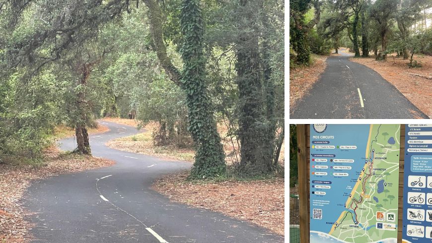Tratto della Vélodyssée a Ondres, ciclovia atlantica tra la foresta delle Landes e l’oceano
