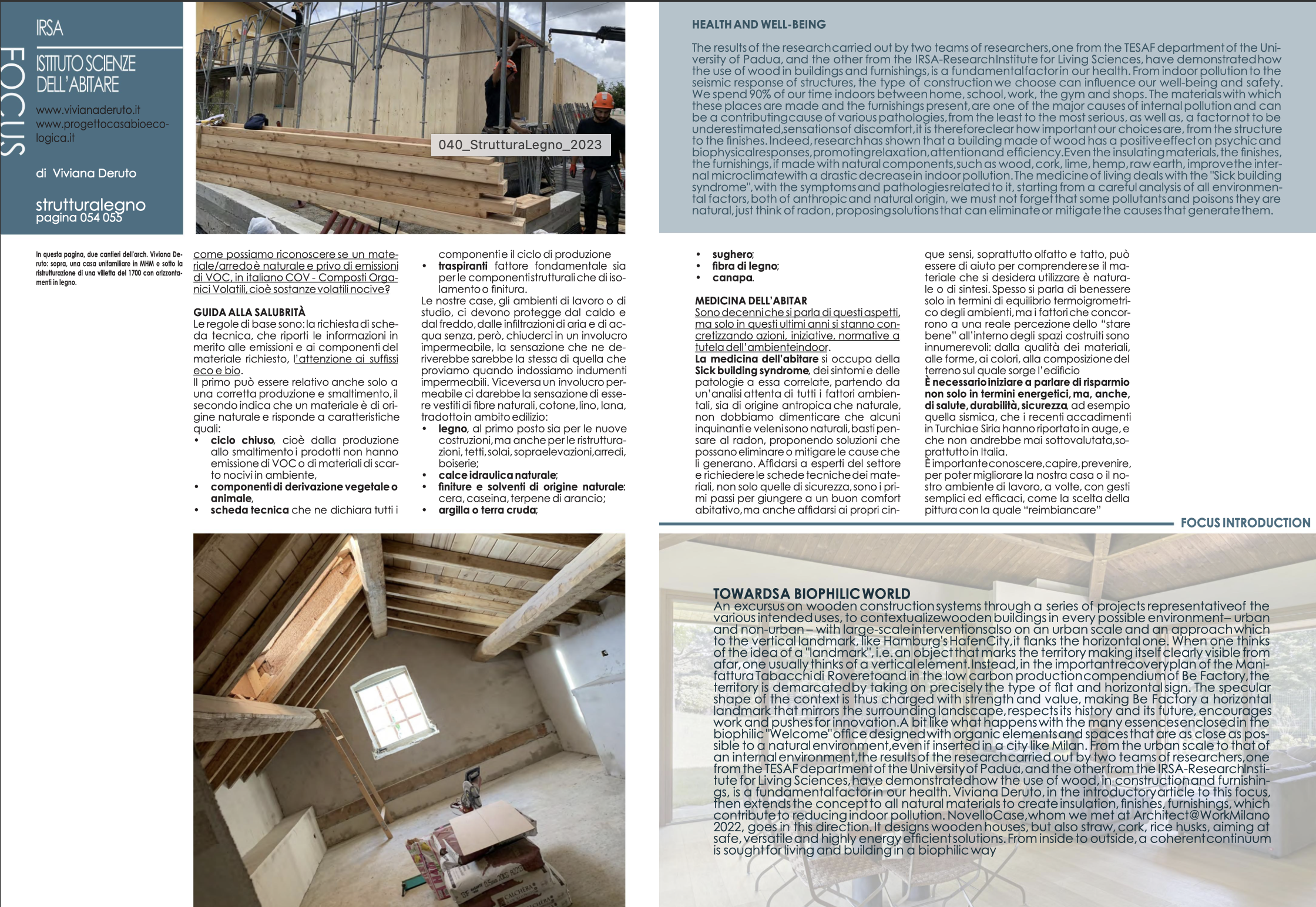 Articolo sulla rivista "Salute e Benessere Abitativo" che parla del recupero esemplare in bioedilizia della casa sulla collina di Nervi