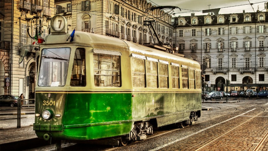 Old style tram in Turin