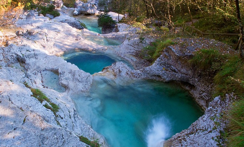 Natural pools in the Valle del Mis, Belluno, Italy