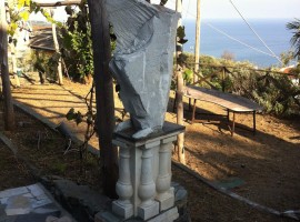 a piece of sculpted marble in the garden of Villa Jorn (Albisola, SV)