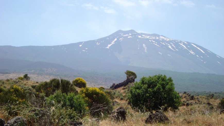 Sight of Etna from the Circumetnea train's window