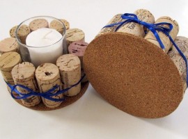 Candle holder made with corks