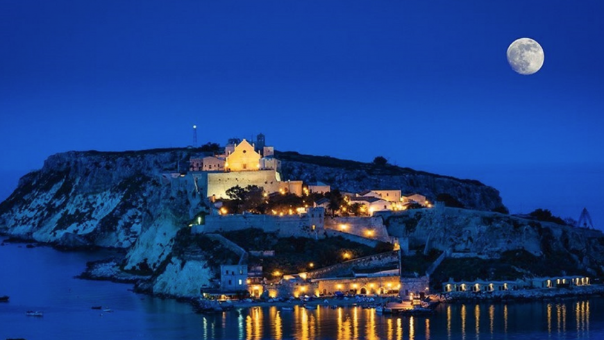 Tremiti Islands with the full moon