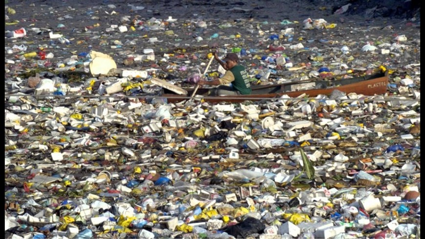Plastic island in Pacific Ocean