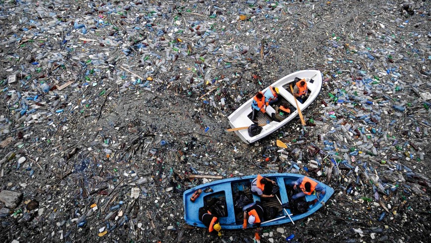 The island of plastic in the ocean